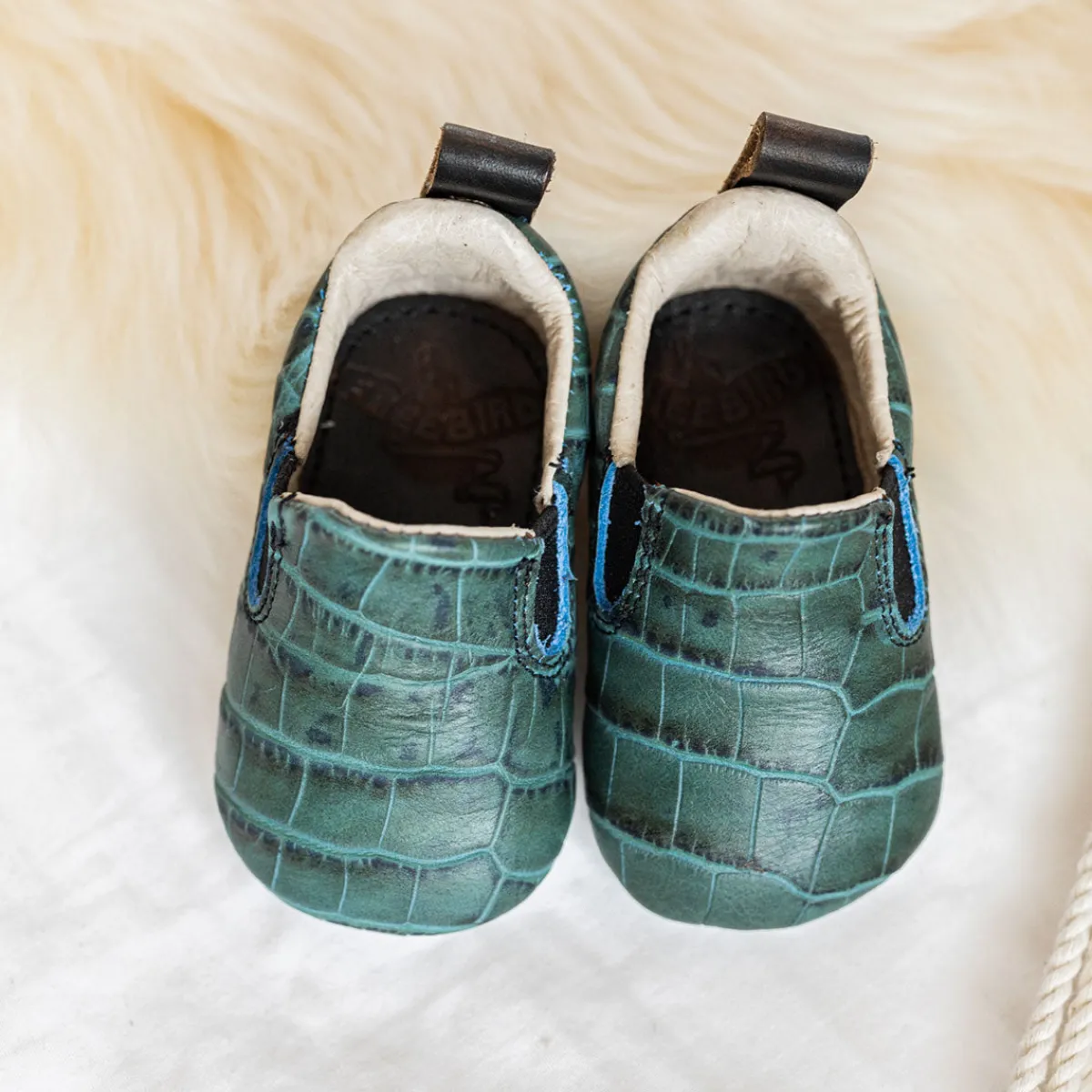 Clearance Freebird Stores Baby Kicks Turquoise Croco