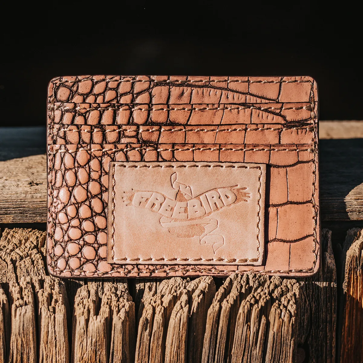 Best Freebird Stores Cc Wallet Pink Croco