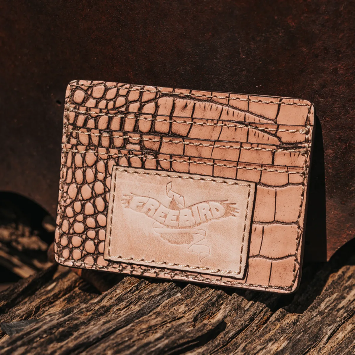 Best Freebird Stores Cc Wallet Pink Croco