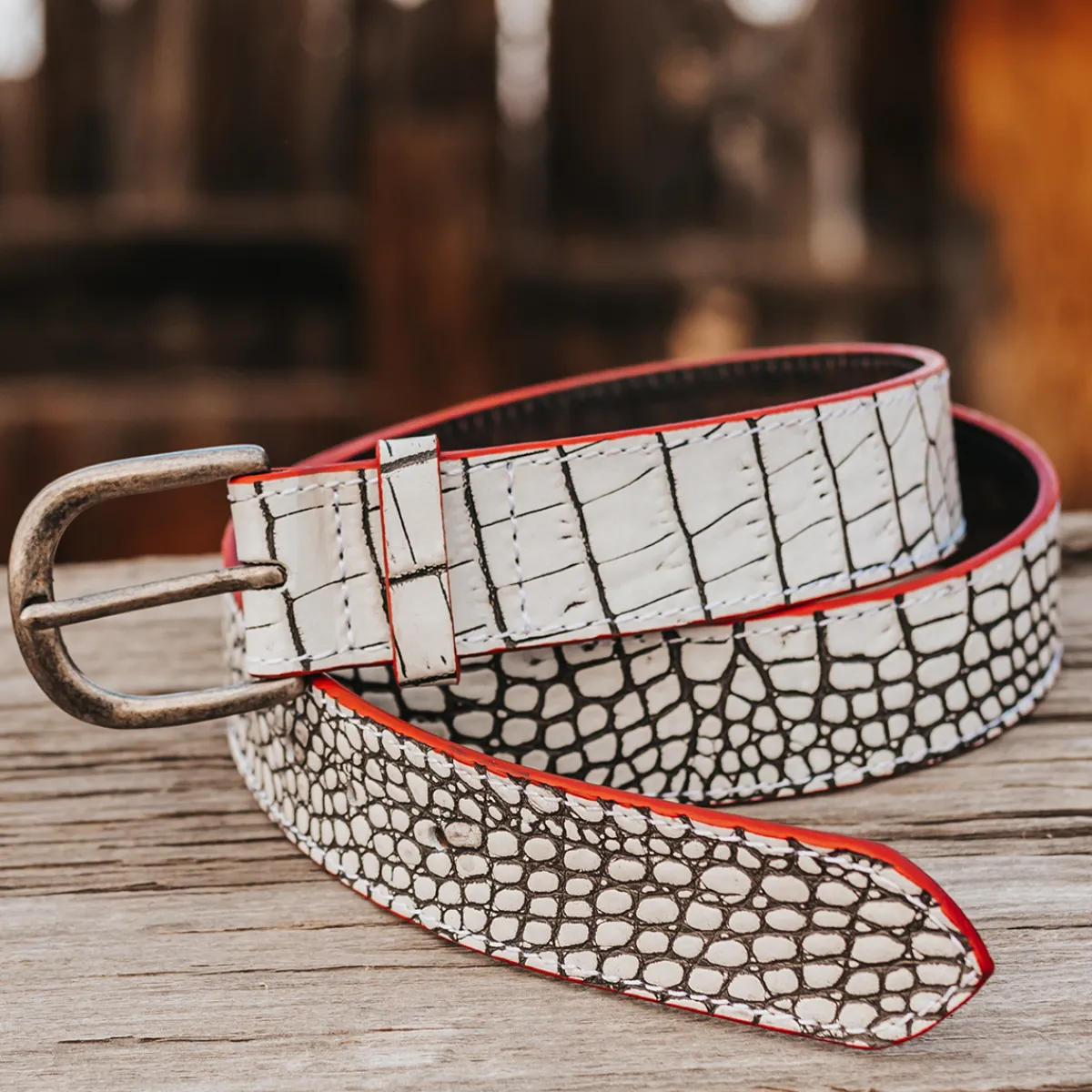 Fashion Freebird Stores Classic Belt White Croco