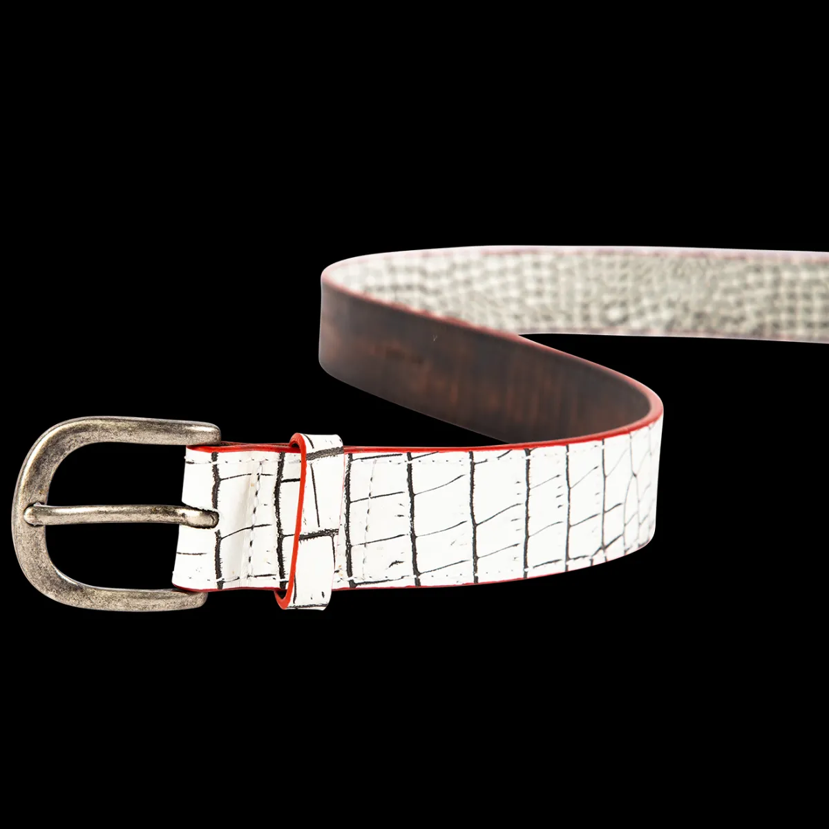 Fashion Freebird Stores Classic Belt White Croco