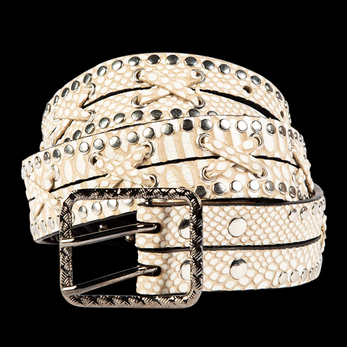 Fashion Freebird Stores Cross Belt White Snake