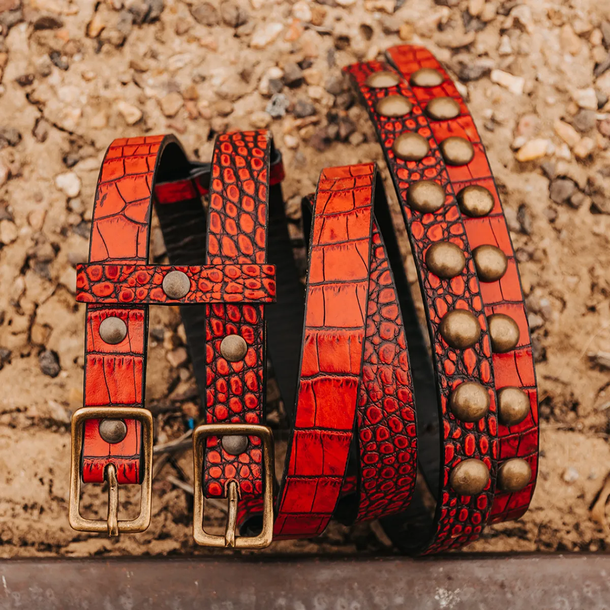 New Freebird Stores Double Belt Red Croco