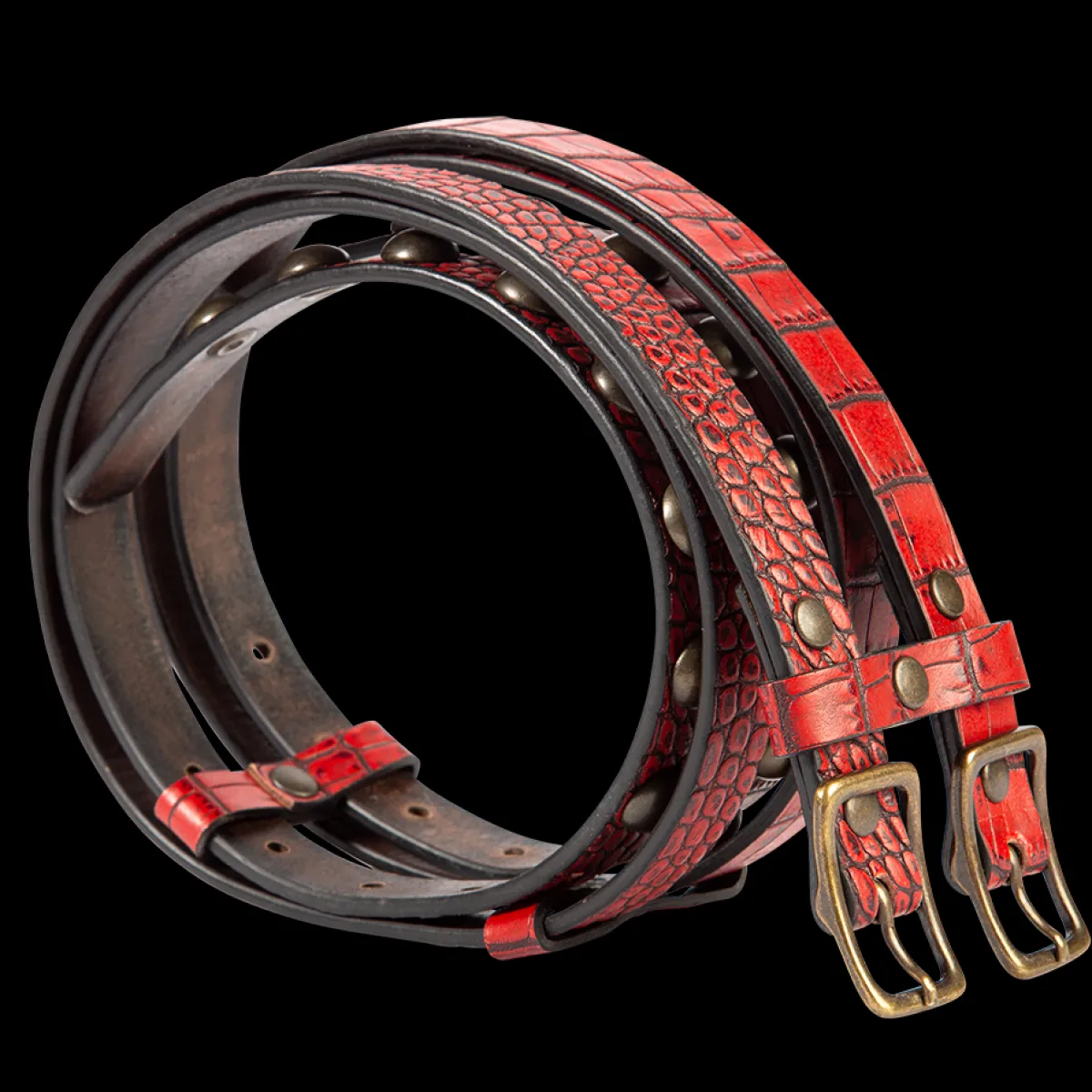 New Freebird Stores Double Belt Red Croco