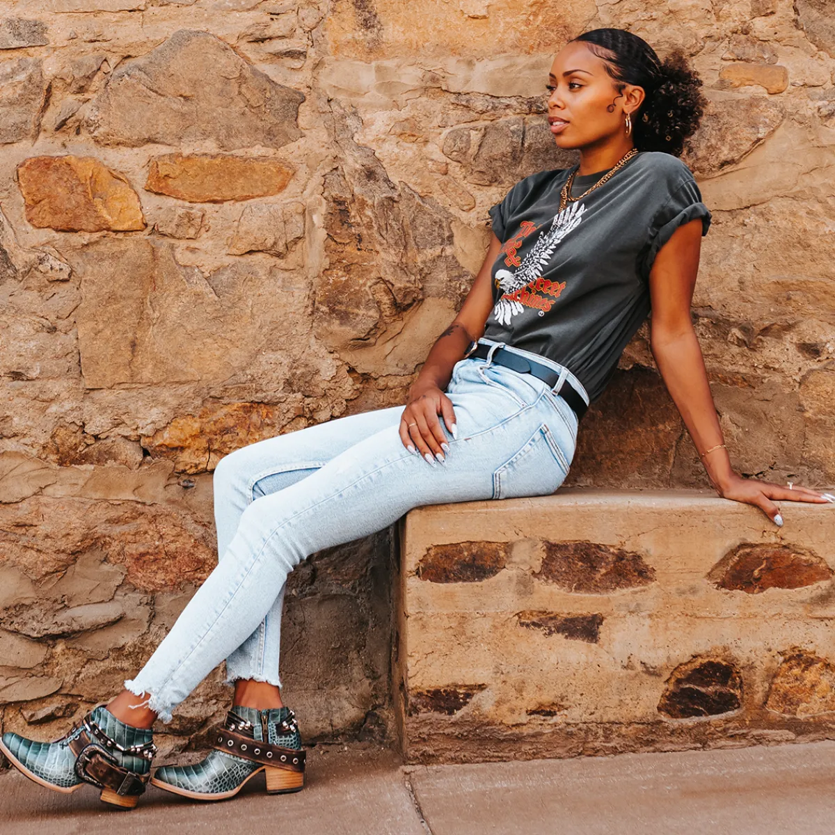 Discount Freebird Stores Saloon Turquoise Croco